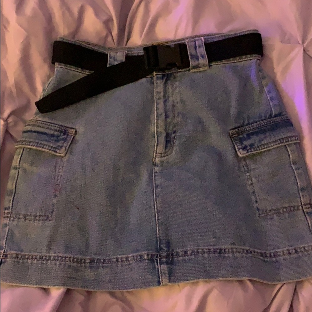 pacsun jean cargo skirt